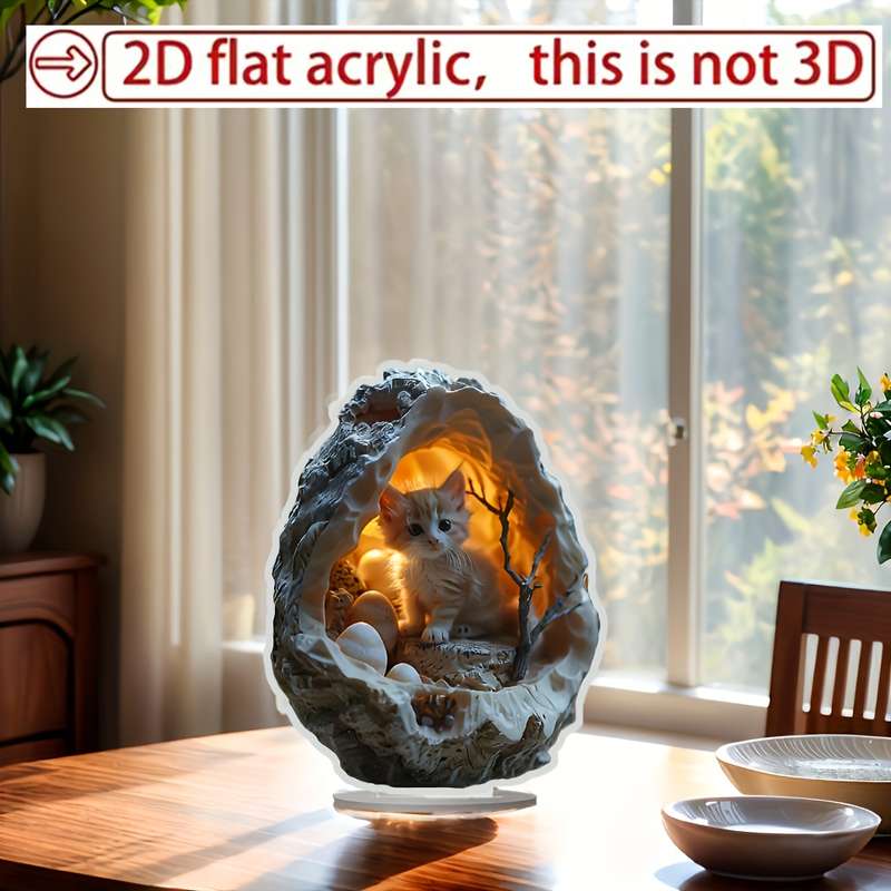 1pc 2D Flat  PC Bohemian Style Acrylic Persian Cat Ornament  Acrylic Not 3D Ideal for