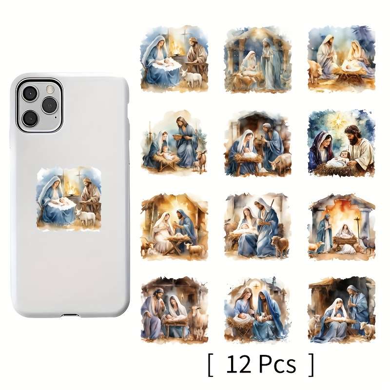 12PCS Jesus Christian Themed Stickers
