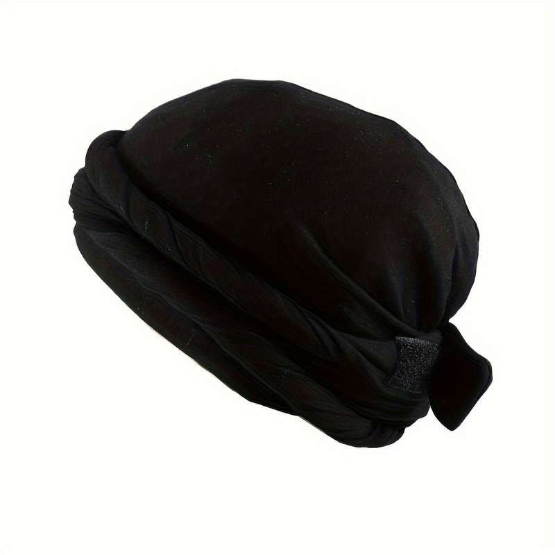 1pc Men's Magic Tape Braided Headwrap Hat Moisture-Wicking Knit Fabric Hand Washable Unisex Hip