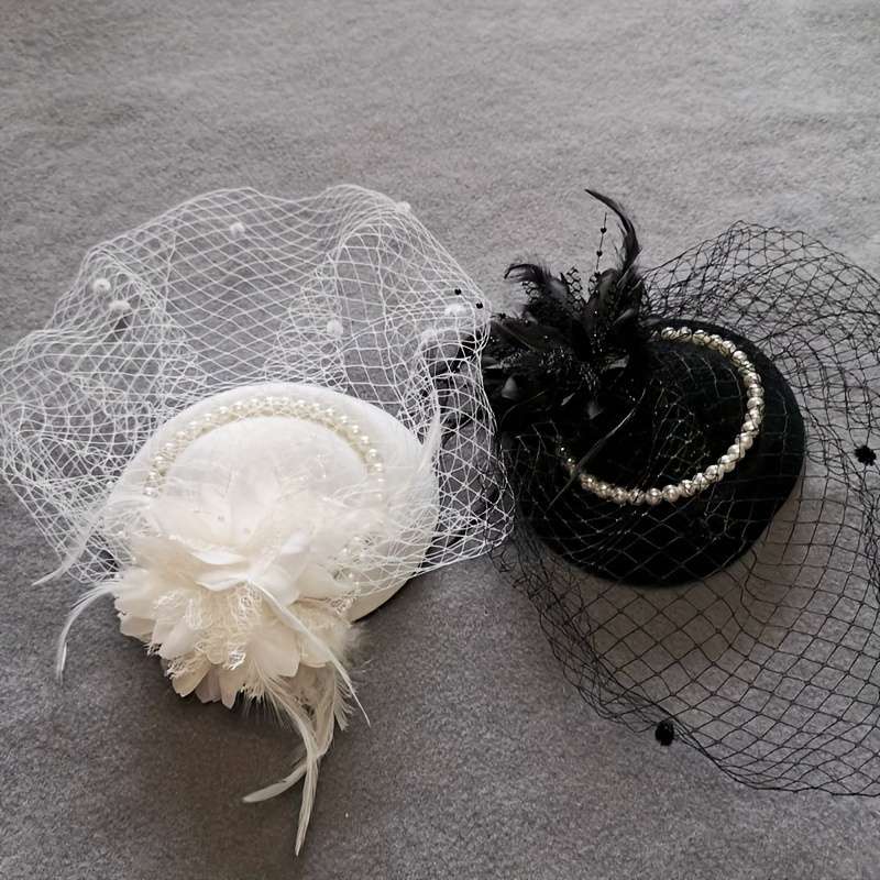 1pc Top Hat Bride Net Hat Cheongsam Accessories Elegant Style Small Top Hat Girl Show Evening Dress