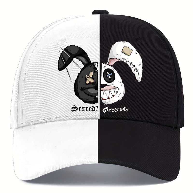 1pc Cute Cartoon Rabbit Print Baseball Cap Soft Slight Stretch Fabric Hand Wash or Profess