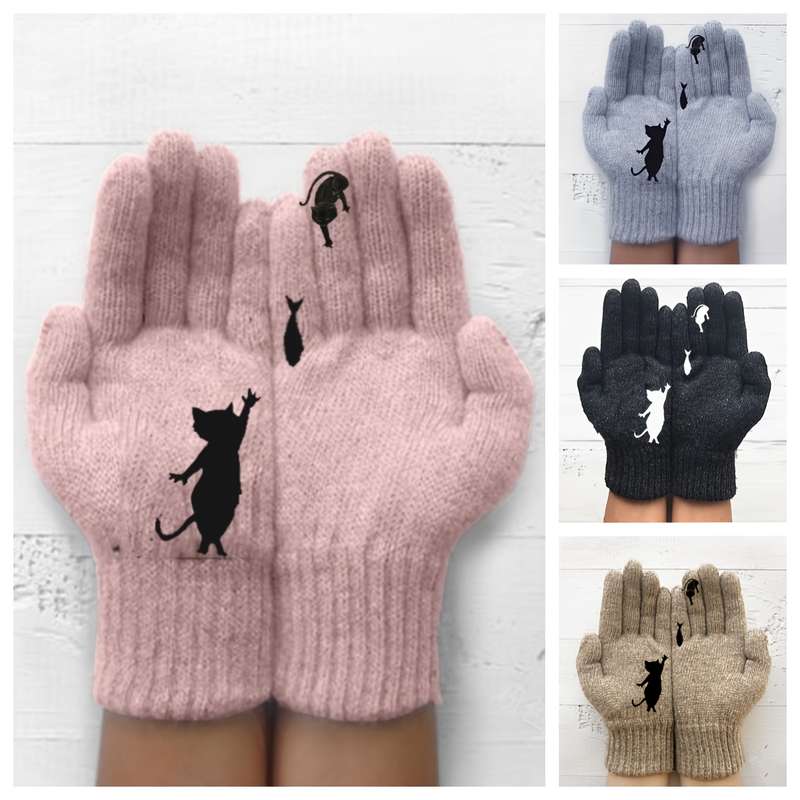 1 Pair Khaki Warm Gloves