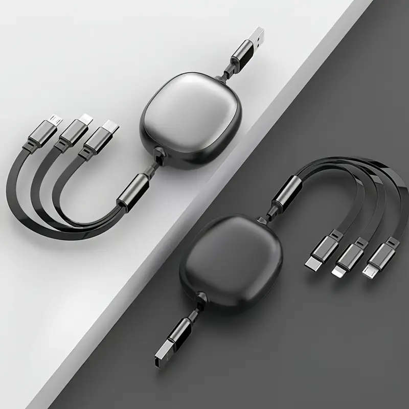 1pc 3in1 Retractable USB Charging Cable 100W Fast Charging USB to C Micro USB for iPhone 13 14 12 11