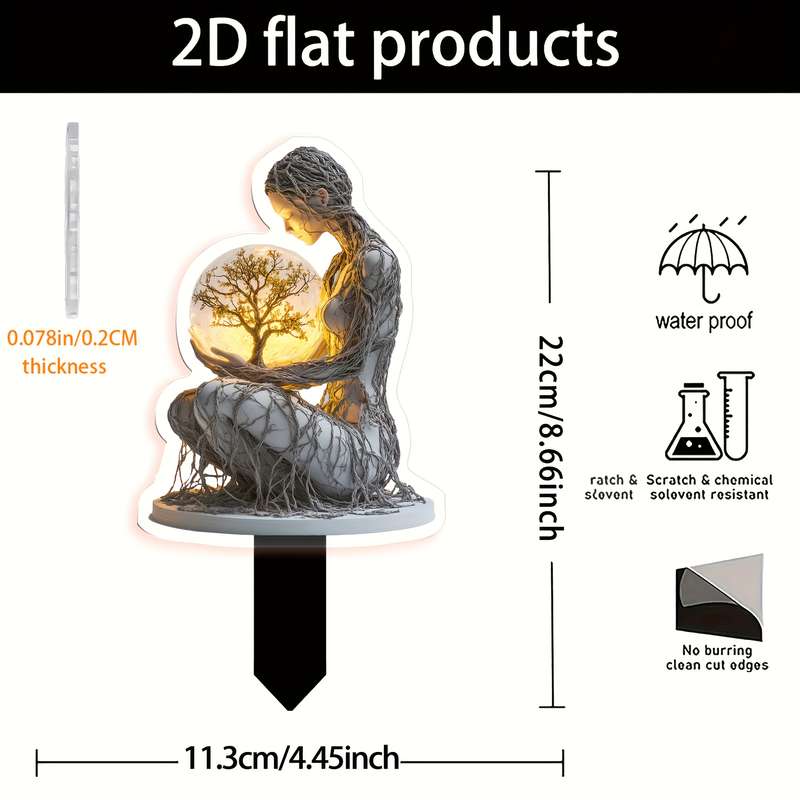 1pc 2D Flat   Forest Goddess Acrylic Garden Sign Windproof and Rainproof Outdoor Decoration