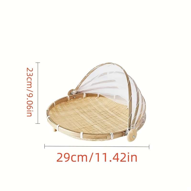 1pc Faridabio Bamboo Storage Basket Rustic Handmade Bamboo Storage Basket Porous Design Dustpr