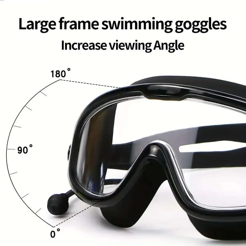 1pc Adult High-Definition Anti-Fog PC Material Swimming Goggles with Waterproof Large Frame Cool PU