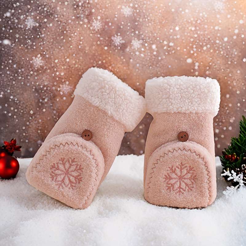 1 Pair White Warm Gloves