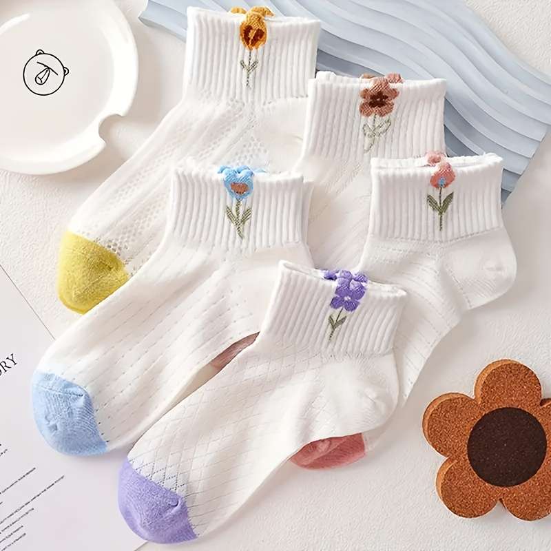 5 Pairs One Size High Elastic Socks