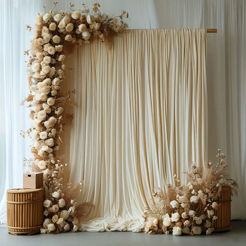 2 Pieces Elegant Ivory Drape Curtains