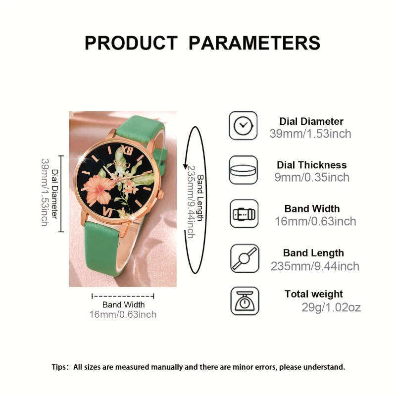 5pcs Set A Casual Fashion Quartz Watch for Women Featuring a Roman Dial Along with a Set