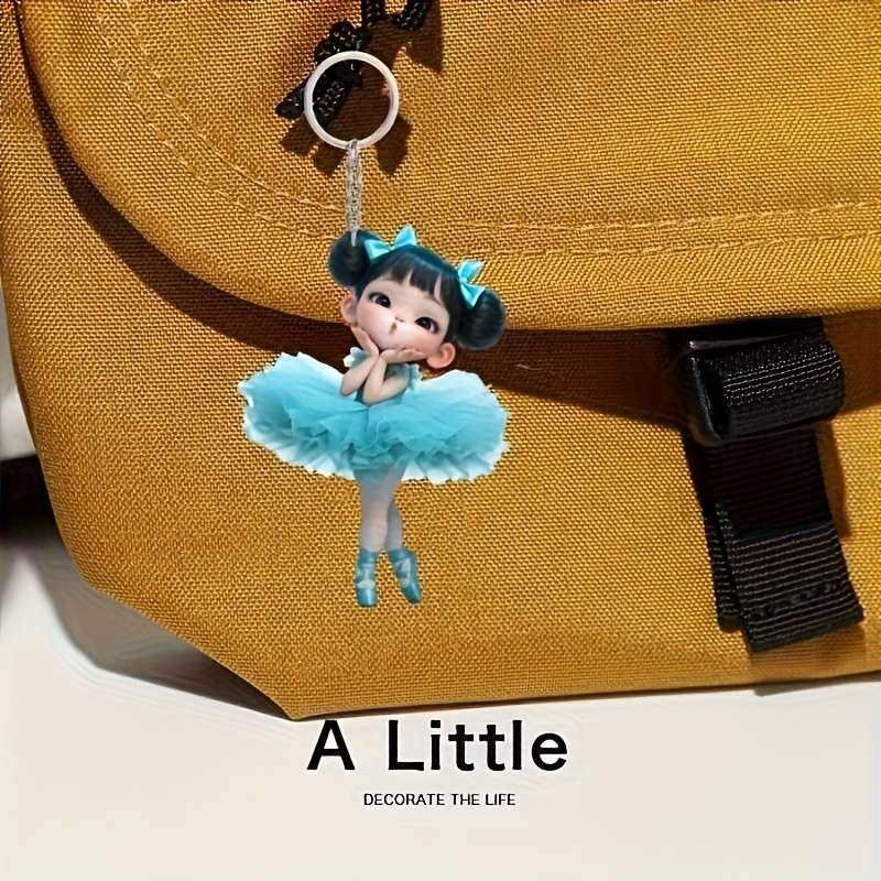 1pc 2D Flat   Acrylic Keychain New Acrylic Ballerina Girl Style Keychain Double-Sided Printin