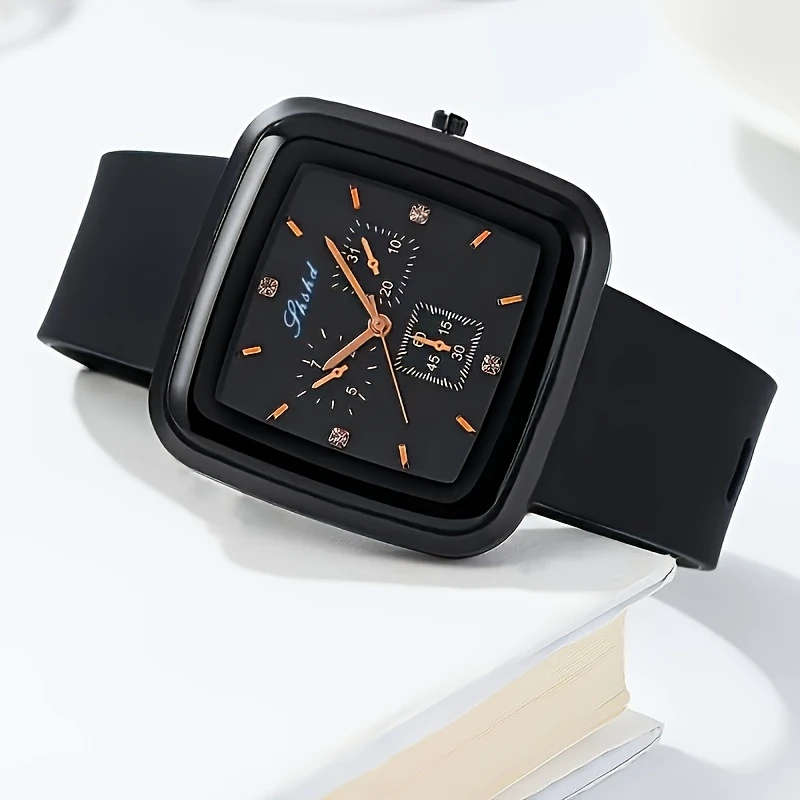 1pc Square Fashion Autumn-Winter Women's Watch Simple High-End Quartz Wristwatch Silicone Strap Mini