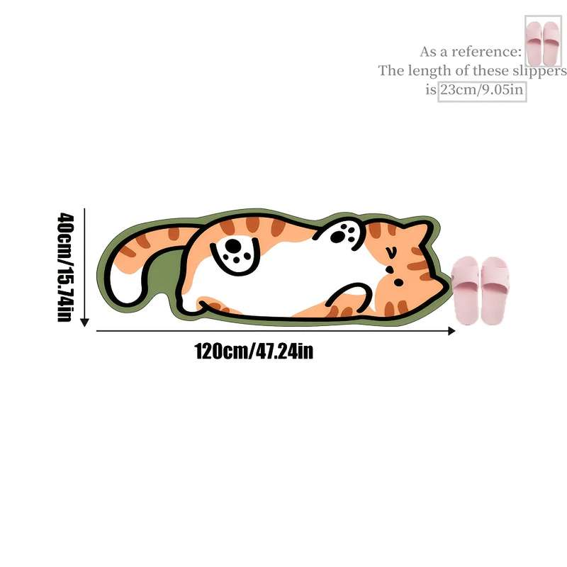 1Pc Belly cat Green edge 40x120cm 15.74x47.24inch Floor Mat