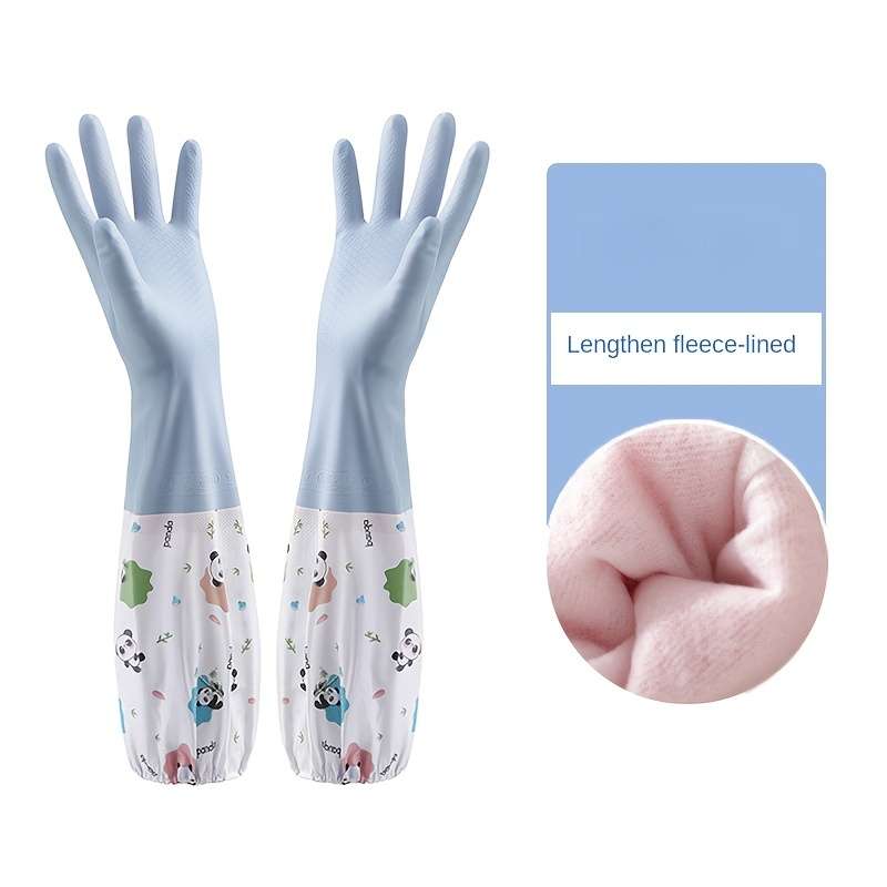 2pcs Housework Cooking Brush Pot Cleaning Cartoon Rubber Gloves Kitchen Dishwashing Gloves