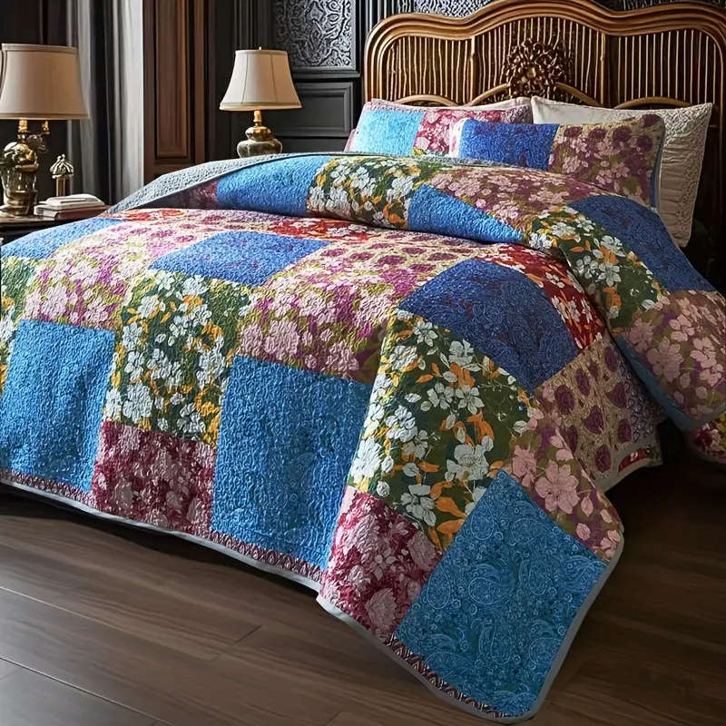 Patchwork Floral European Style Thin Bedspread Set 173cm*229cm
