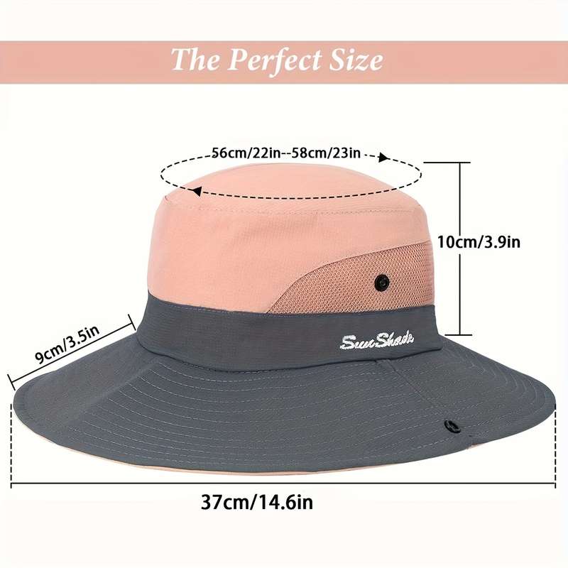 1pc Womens Ponytail Sun Hat Protection Bucket Hats Foldable Wide Brim Summer Boonie Beach Cap Fishi