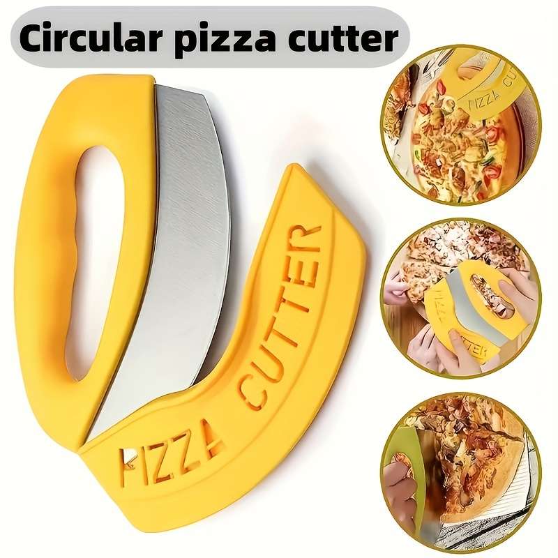 1pc SHAON Ultra Sharp Stainless Steel Pizza Cutter with Rocker Arm Lid Protective Cover Multif