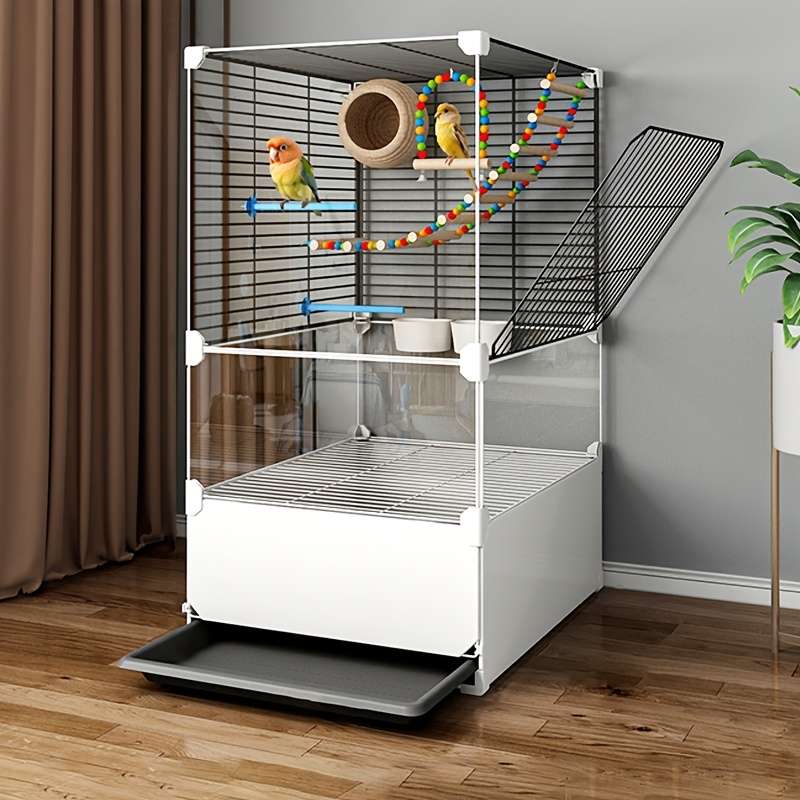 1pc Black Model Anti-splash food 2 rows 2 layers 1 rowPet Cage