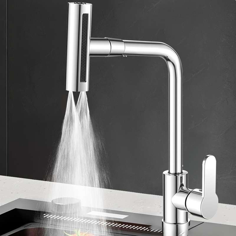 1pc Commercial Not Four Modes Of Outlet Kitchen Faucet With Sprayer Plus 60CM Inlet Pipe Rotary Sp