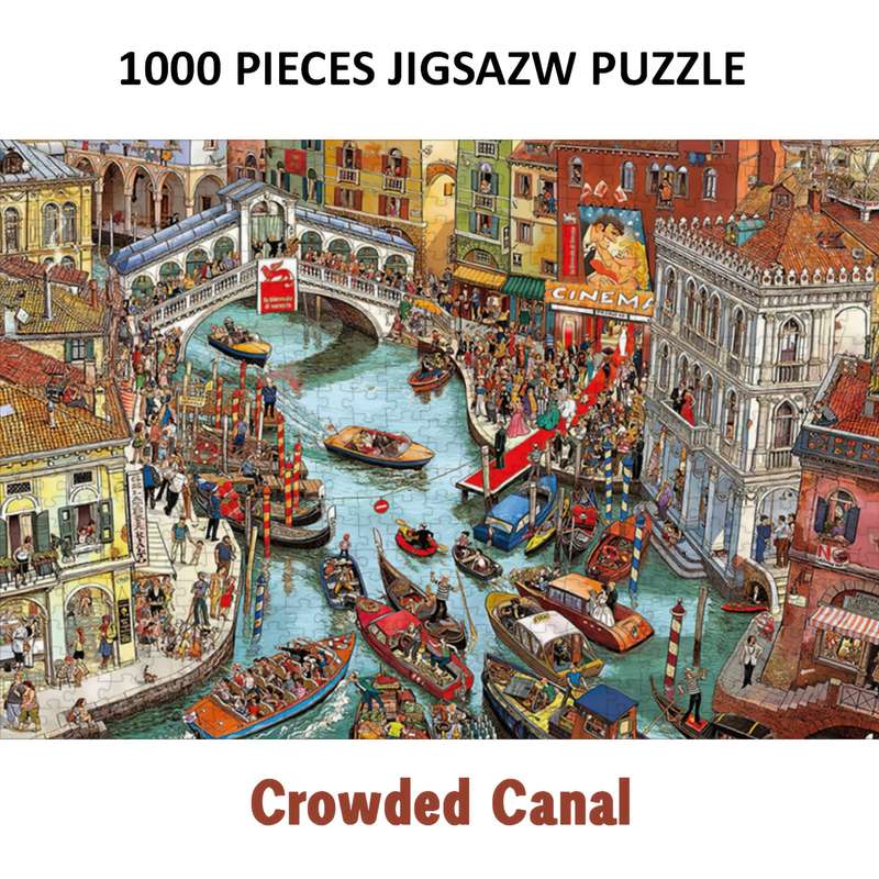 1000pcs Crowded Canal Art Puzzle for Adults Colorful Paper Jigsaw Perfect Gift for