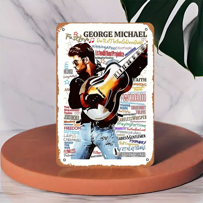 1pc George Michael Iconic Rock Metal Sign Vintage Style Iron Wall Art 20.32x30.48 cm Poster wit