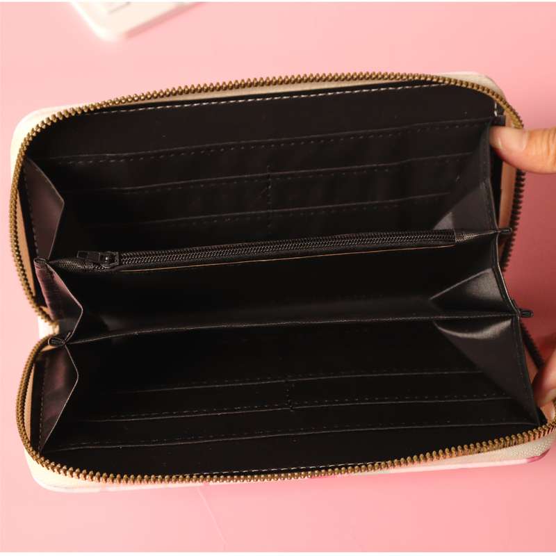 1pc Women'S Floral Print Long Zipper Wallet Large Capacity Synthetic Faux Leather Clutch with Mult