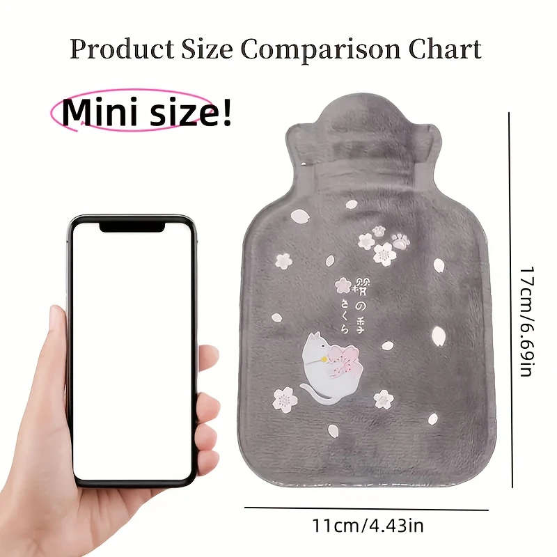 1pc Mini Cartoon Faux Plush Portable Hot Water Bottle PVC Material No Battery Required Ideal