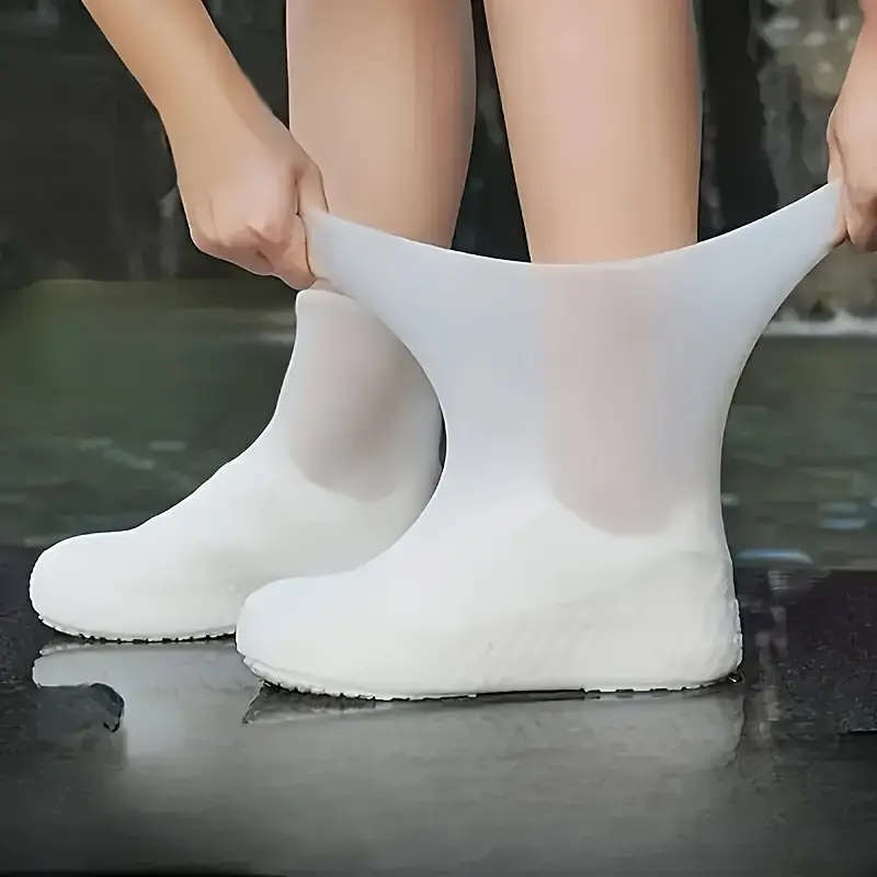 1 Pair Durable Silicone Shoe Covers Waterproof Reusable Non-Slip Rain Protectors for Men and Women