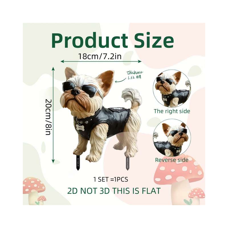 1pc 2D Flat Outdoor Dog Garden Sign Durable Plastic  Acrylic Design No Power Needed Ideal fo