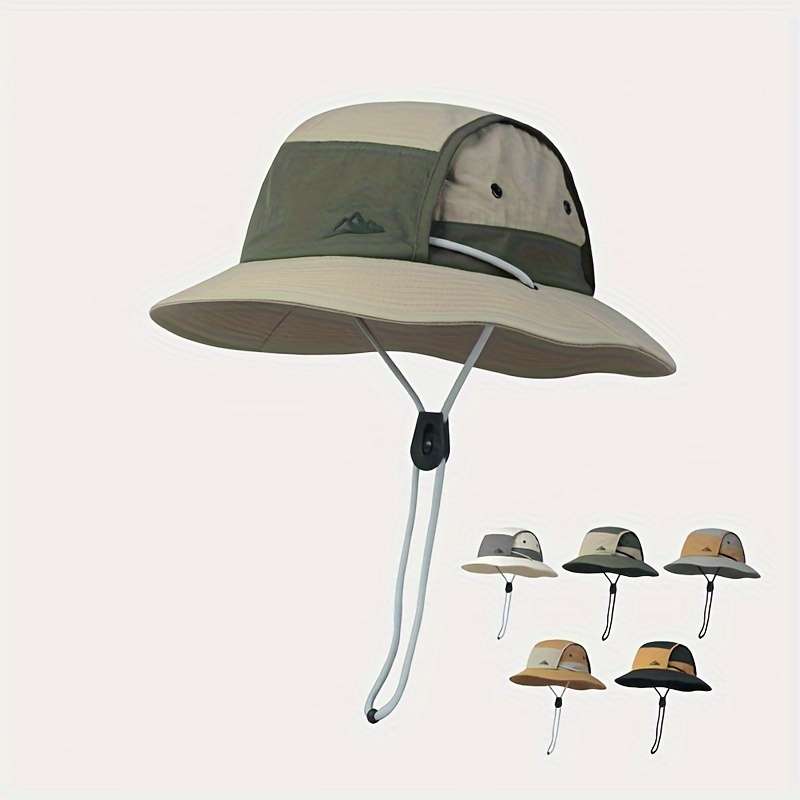 1pc Breathable Quick-Dry Sun Hat with Wide Brim UV Protection Color Block Design for Outdoor Hiki