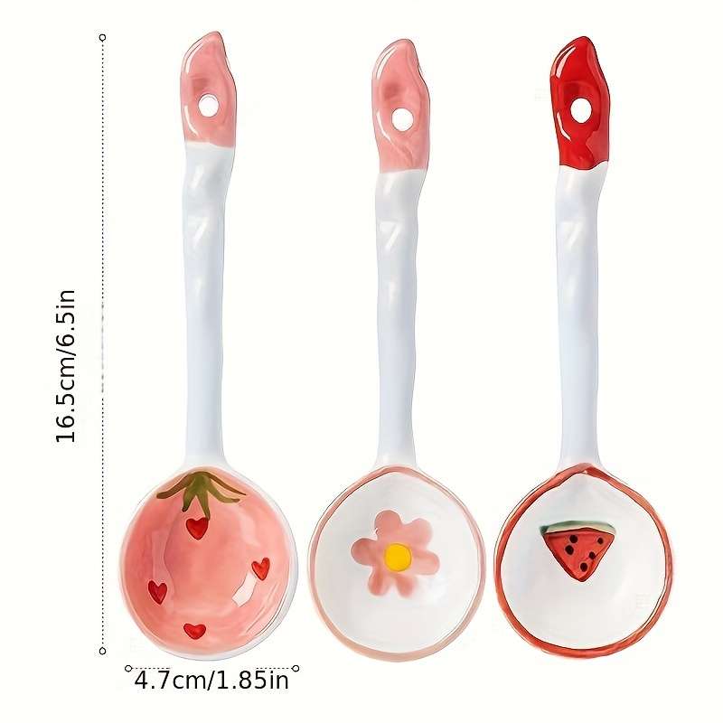 3pcs set Premium Cartoon Ceramic Spoon Set Anti mold Anti slip Antibacterial High temperat