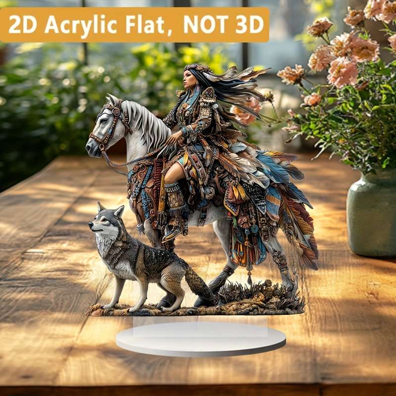 1pc 2D Flat   Acrylic Flat  Acrylic Flat Bohemian Style Crystal Native American Horseback R