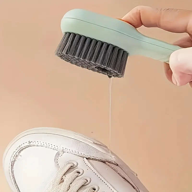 1pc Versatile Shoe Cleaning Brush with Easy-Dispense Liquid Dispenser Durable Medium Hardness Plasti