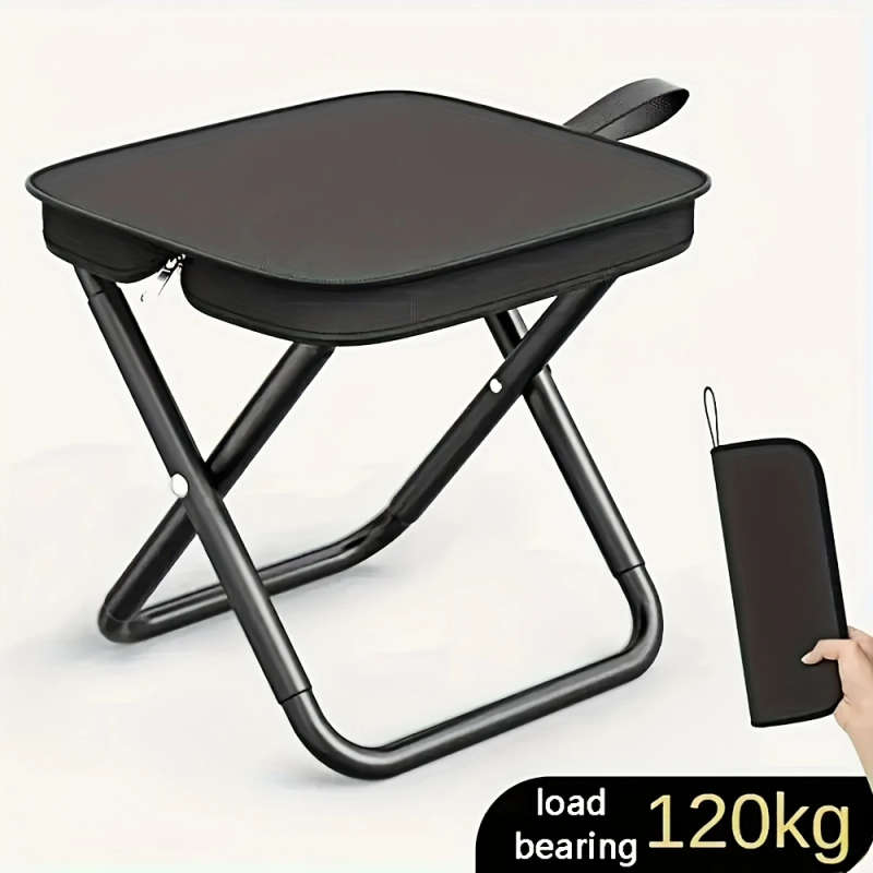 1Pc Lightweight Iron Alloy Frame Folding Chair  Portable Outdoor Picnic Camping Stool With Carry Bag