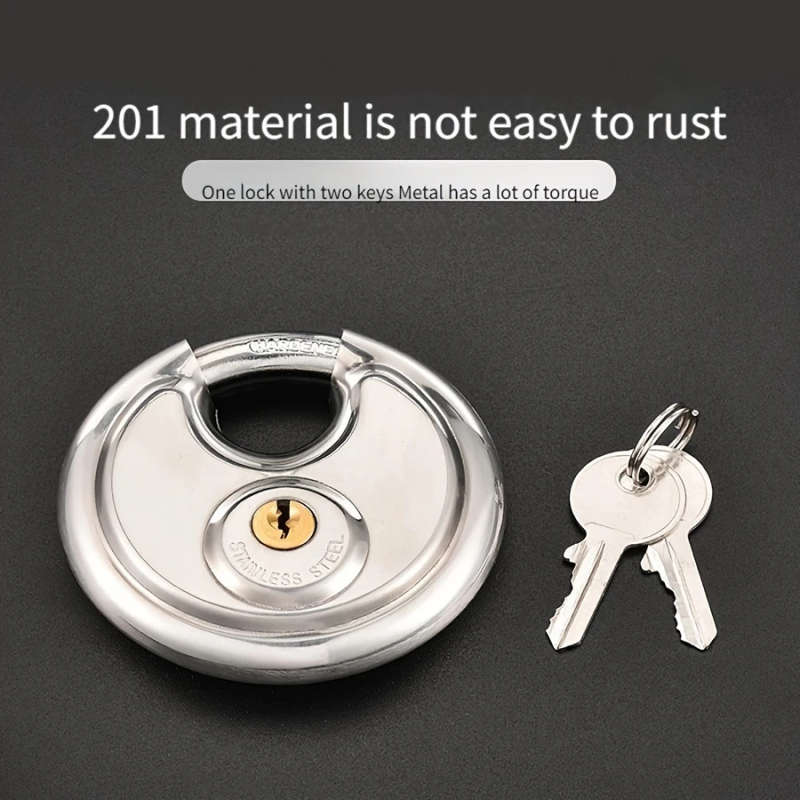 1pc Round Stainless Steel Padlock Anti-smashing Anti-prying Anti-theft Compartment Warehouse Door Lo