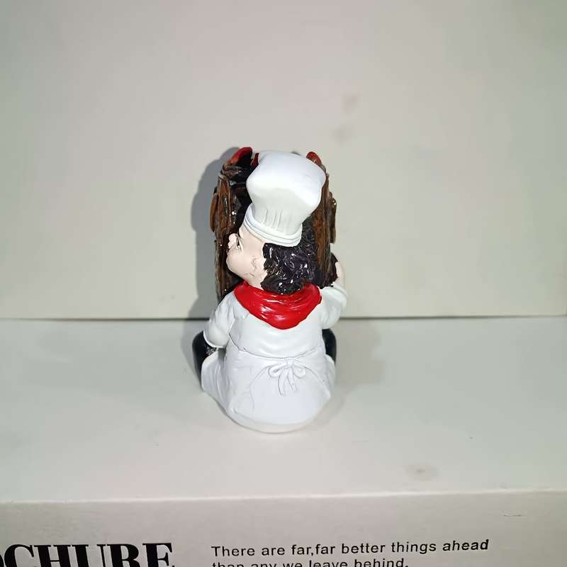 1pc Chef Figurine Toothpick Holder Charming Resin Kitchen Decor with "CHEF" Label Ideal for
