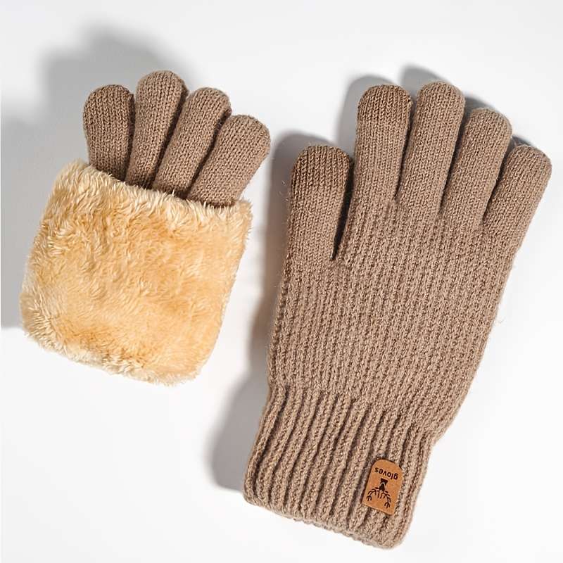 1 Pair Beige Color Warm Gloves