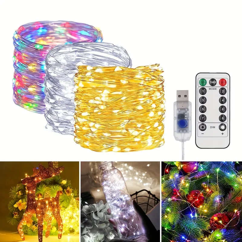 1pc USB Silvery Wire Light String 20m Multicolor