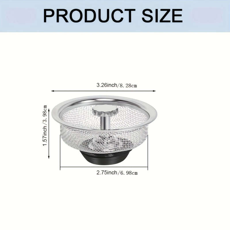 1pc Stainless Steel Kitchen Sink Strainer 8.13cm 5.33cm Mesh Non-Clogging for Bathroom Washroom