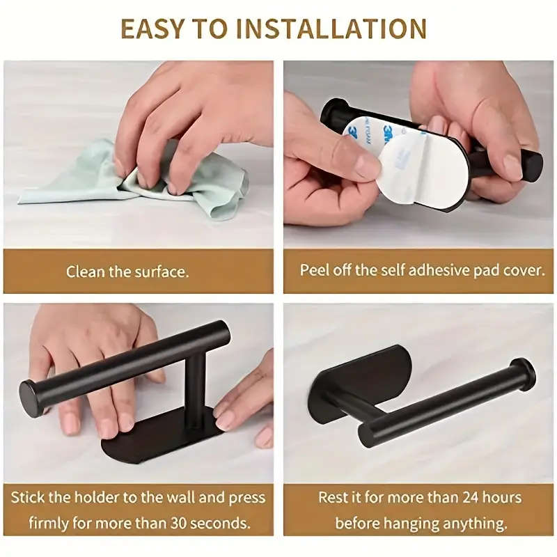 1pc Self-Adhesive Toilet Paper Holder Wall Mount No-Drill Installation Modern Plastic Tissue Roll Or