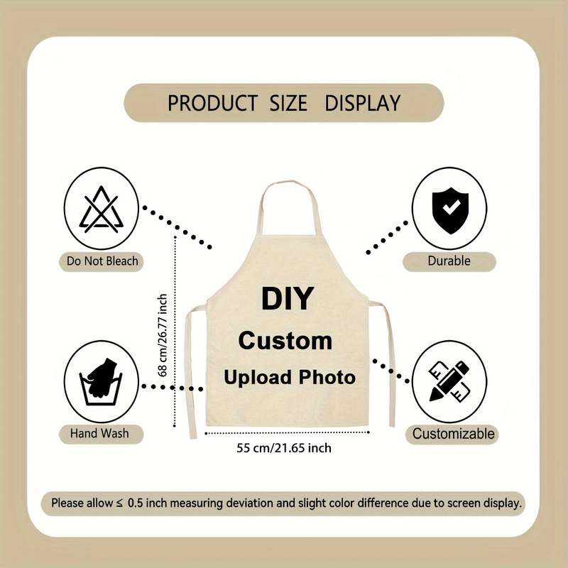 1pc Custom Photo Apron Personalized Kitchen Dining Wear for Mother's Day Birthdays Anniversar