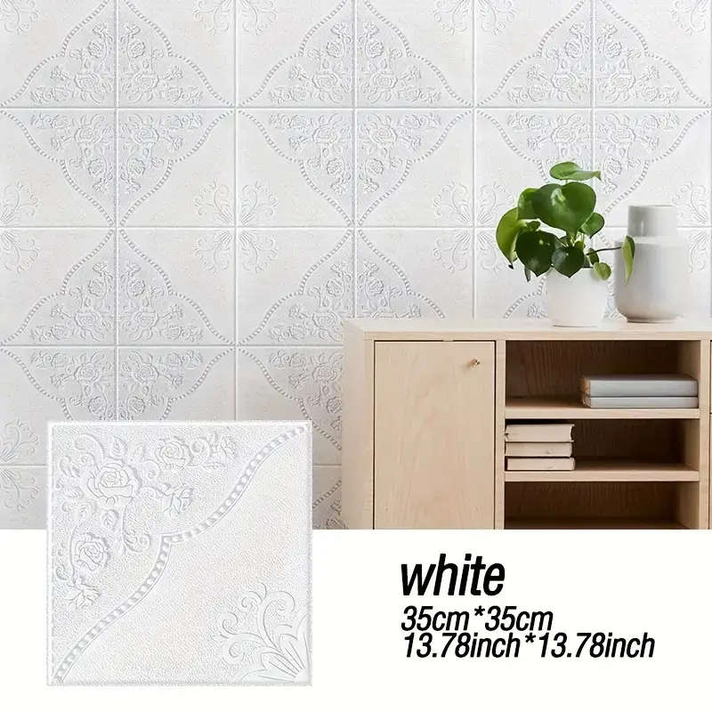 80pcs 3D Floral Self-Adhesive Wall Tile Stickers