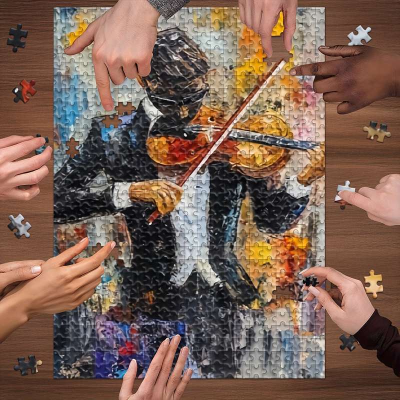 1000pcs Violinist Puzzle Vibrant Wooden Jigsaw with Realistic Musician Design Idea