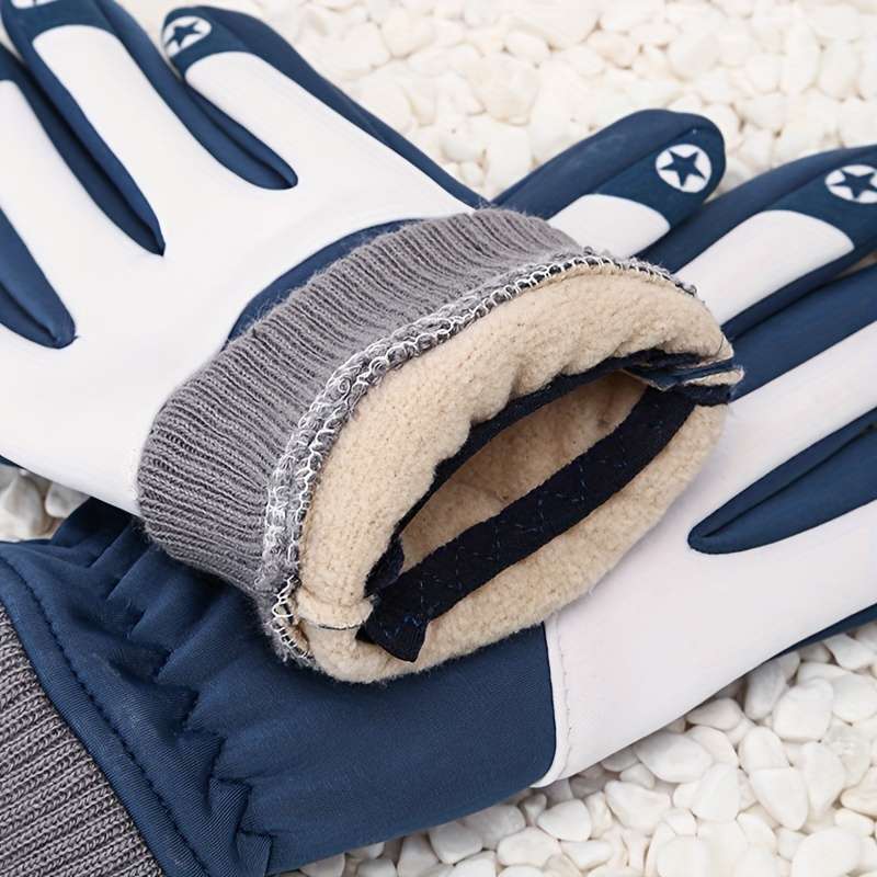 1 Pair Five Star Ski Gloves Gray Warm Gloves