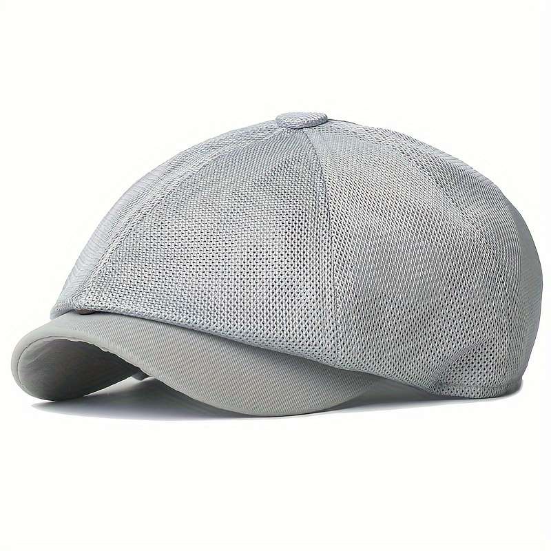1pc Breathable Mesh Newsboy Cap Summer Casual Outdoor Beret Fashion Solid Color Octagonal Hat fo
