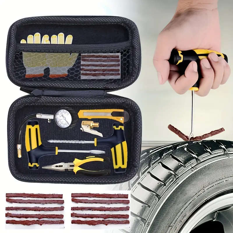 1set Universal Tire Repair Tool Kit Portable Emergency Tire Fix Set for Cars Trucks RVs Mountain Bik