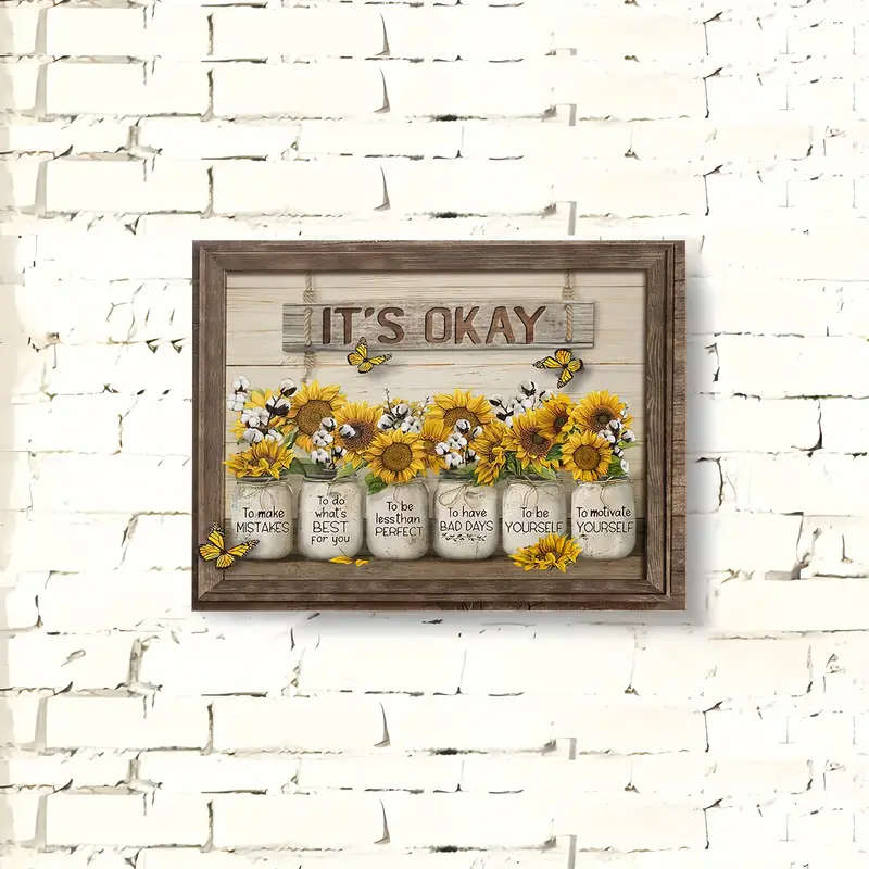 1pc Wooden Framed Canvas Painting Sunflower Wall Art Wall Art Prints for Living Room Bedroom Kitchen