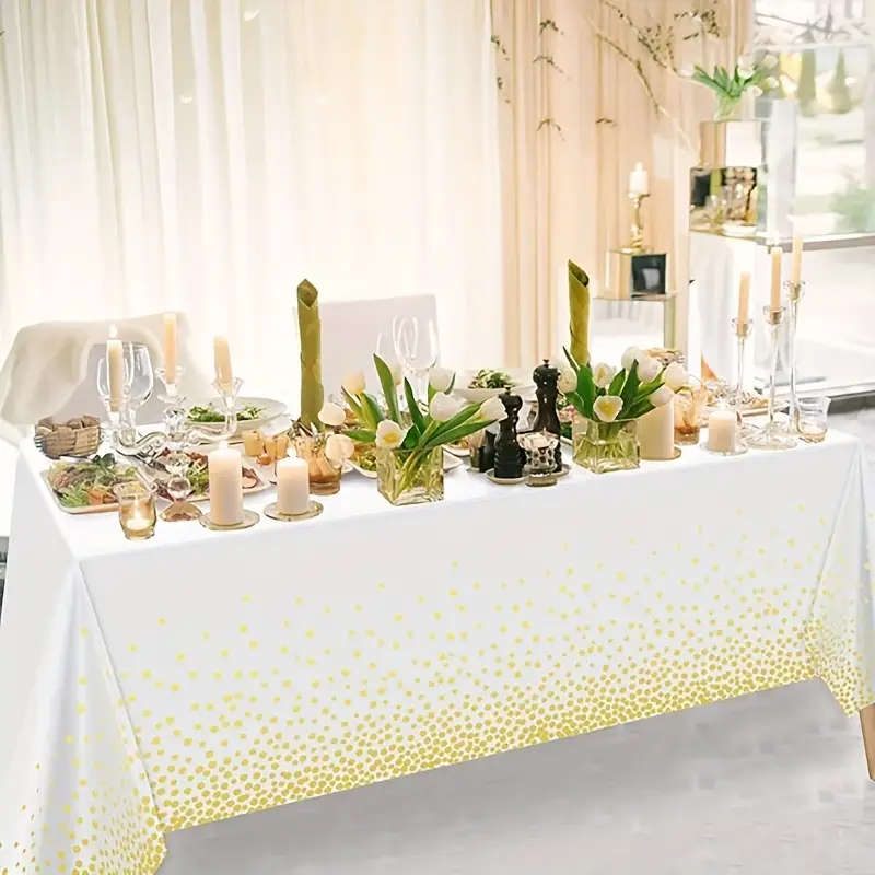 4 Pack Elegant Polka Dot Plastic Tablecloth Disposable Tablecloth