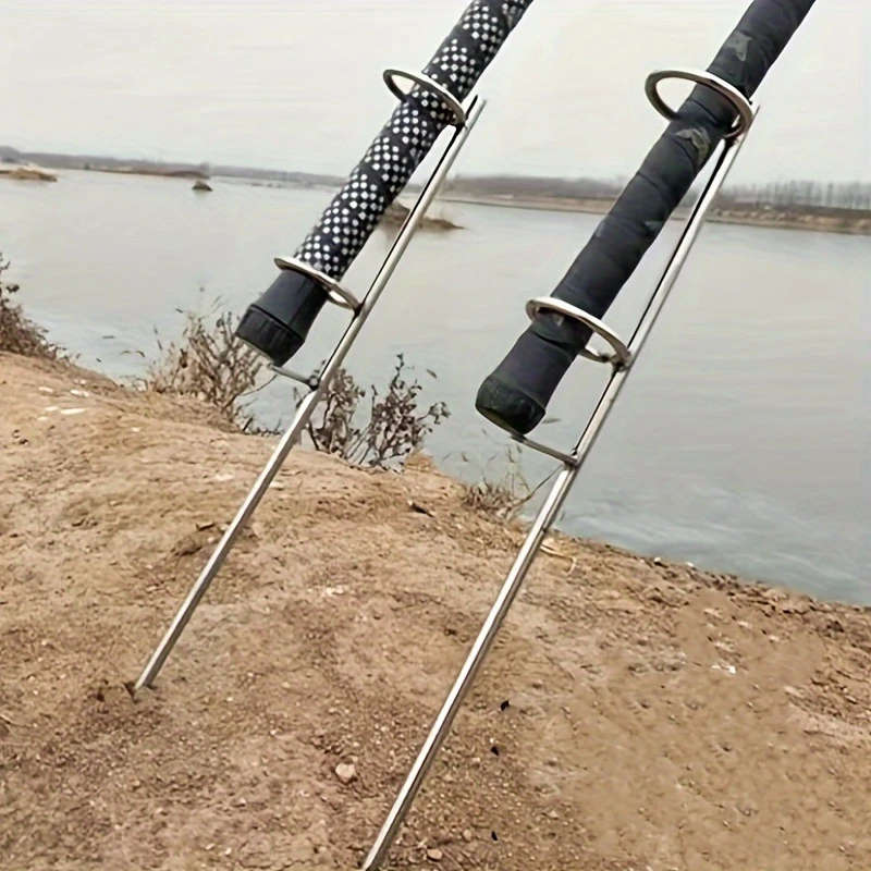 1pc Blue Iron Fishing Rod Holder Bracket Shelf Durable Metal Stand for Anglers Secure Sturdy Fish Ro