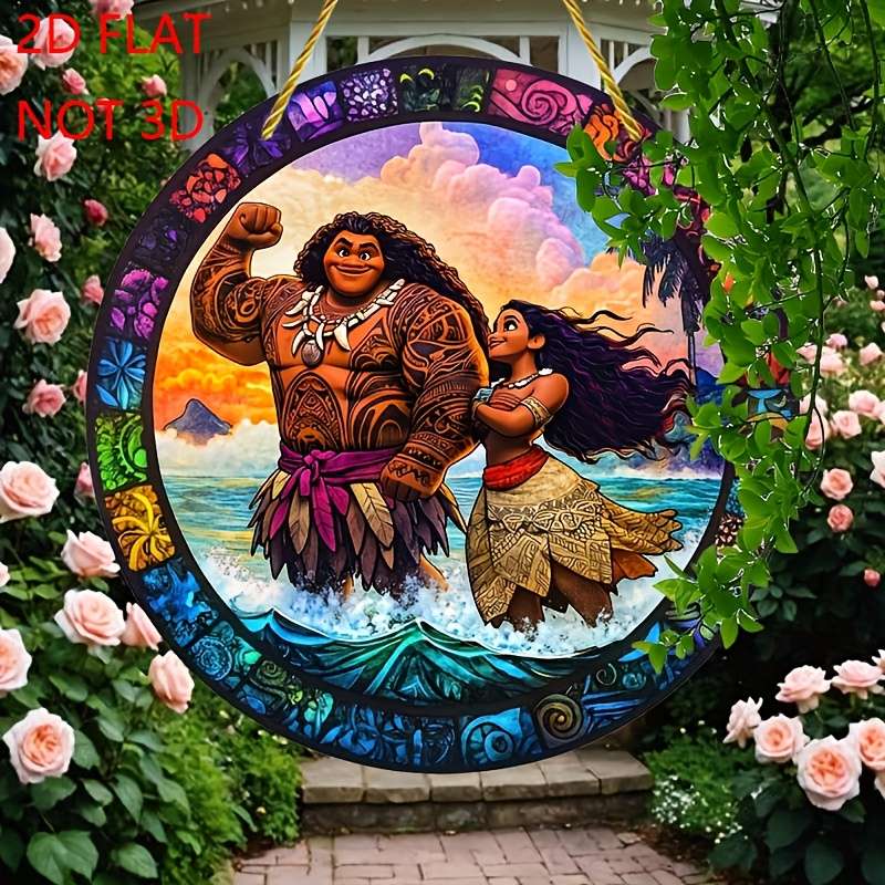 1pc 2D Flat   Disney Moana Tui Suncatcher Art Deco Style Acrylic Window Hanging Love Theme